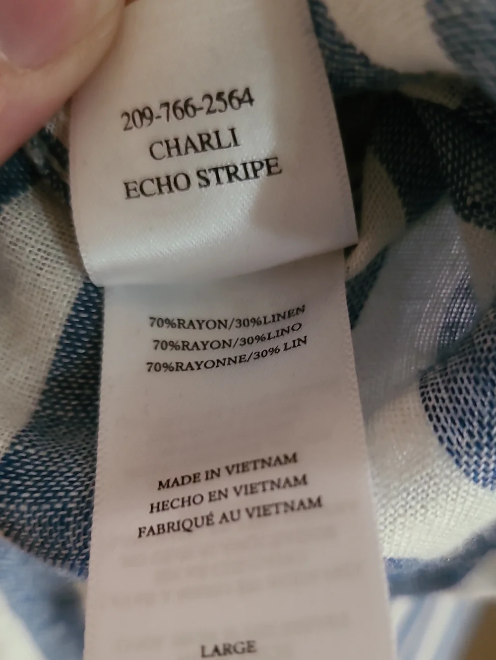 Rails Charli Striped Button-Up Shirt in Blue White Linen Blend Semi Sheer
